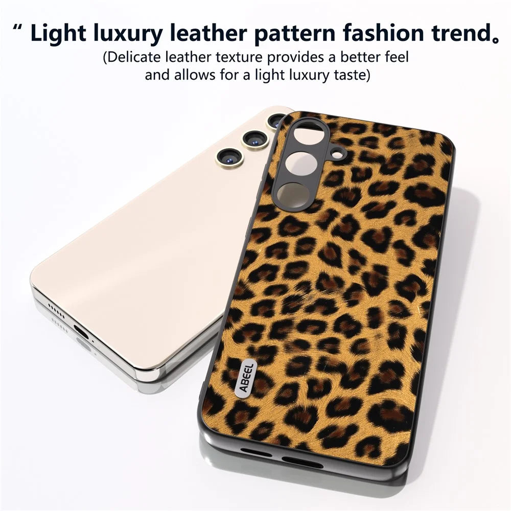 ABEEL For Samsung Galaxy S24+ Leopard Print Leather Case Anti-Scratch Cover - Gold - 3
