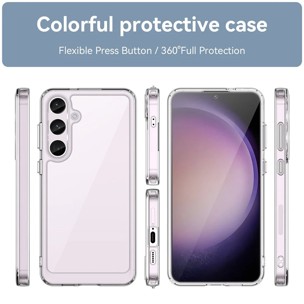 For Samsung Galaxy S24+ Clear Case Electroplating Buttons Phone Cover (Big Rear Lens Hole) - 2
