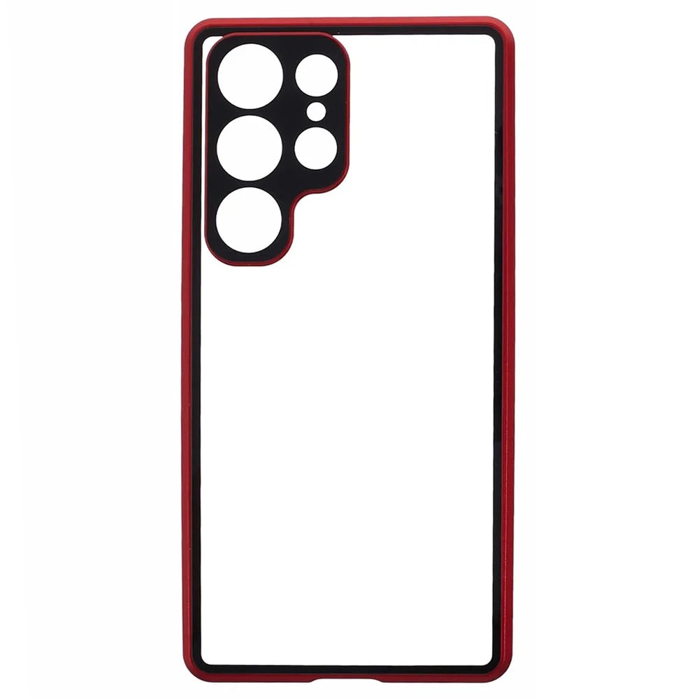 Privacy Magnetic Case for Samsung Galaxy S22 Ultra 5G Double-Sided Tempered Glass Phone Cover - Red - 2