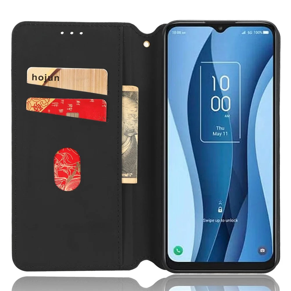 For TCL 40 Nxtpaper 4G Magnetic Case Rhombus Imprinted PU Leather Phone Wallet Cover - Black - 2