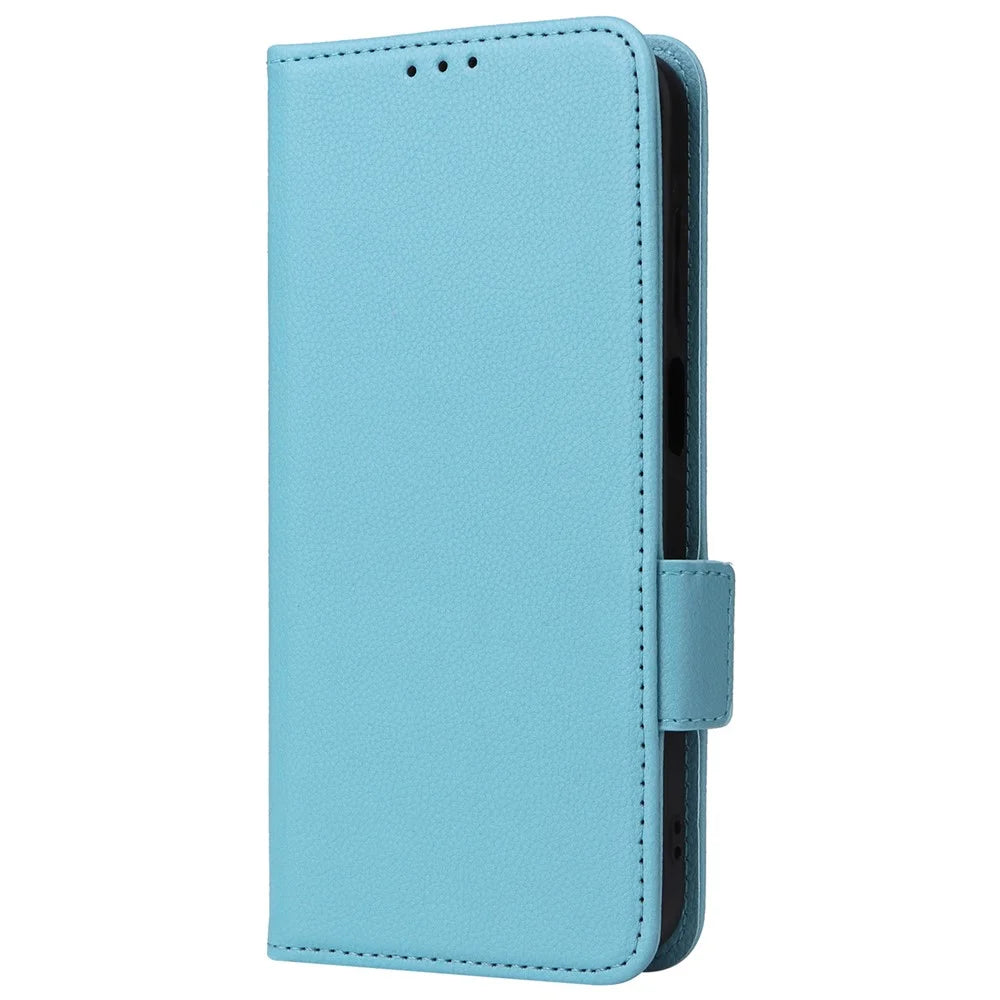 For Samsung Galaxy A25 5G (Global) (161.0 x 76.5 x 8.3mm) Magnetic Phone Case Shockproof Litchi Texture PU Leather Flip Cover - Baby Blue - 7