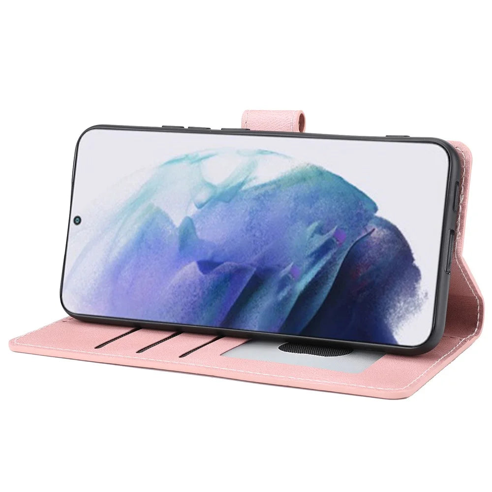 For Samsung Galaxy S24 Classic Dreamy Leather Phone Case Wallet Stand - Pink - 3