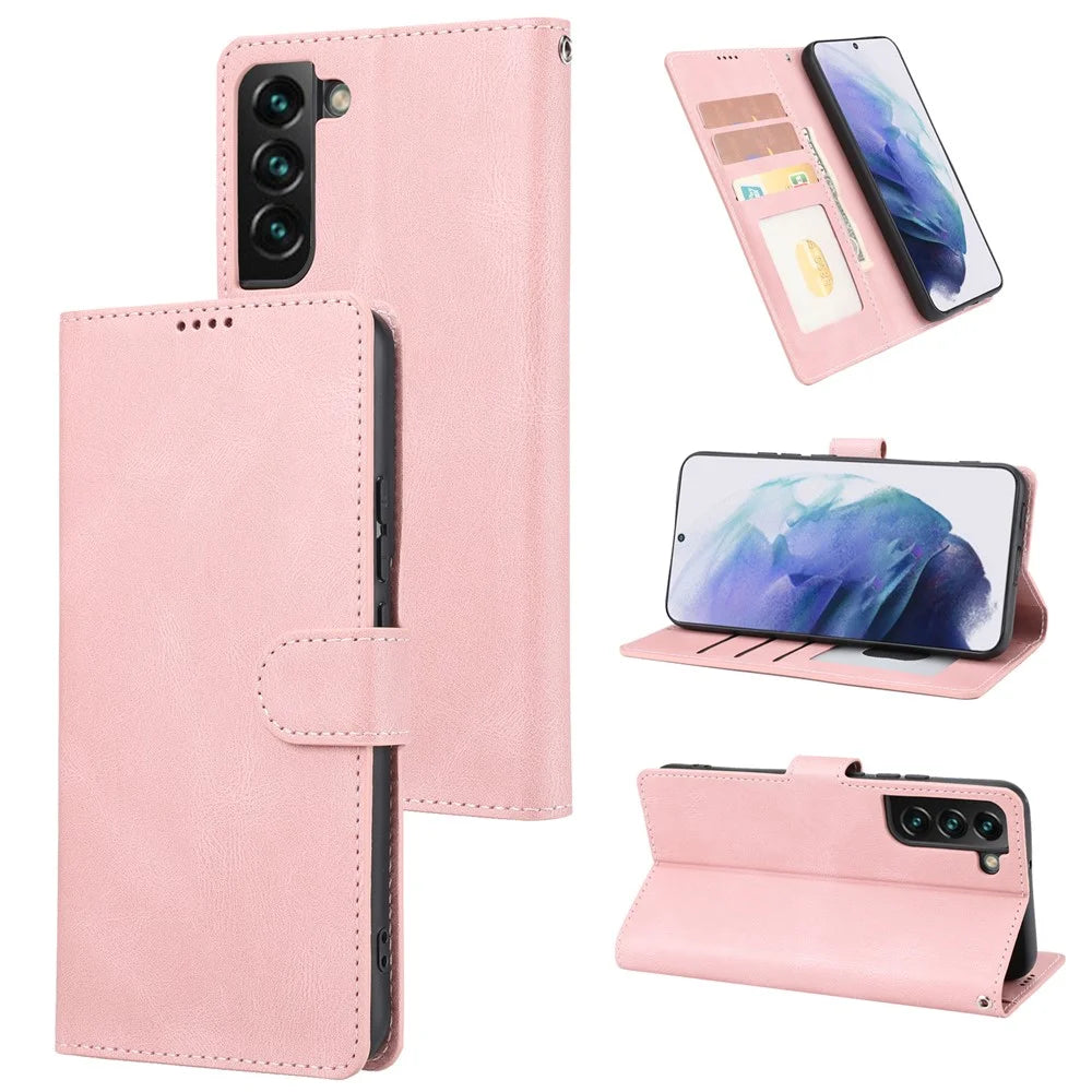For Samsung Galaxy S24 Classic Dreamy Leather Phone Case Wallet Stand - Pink - 7