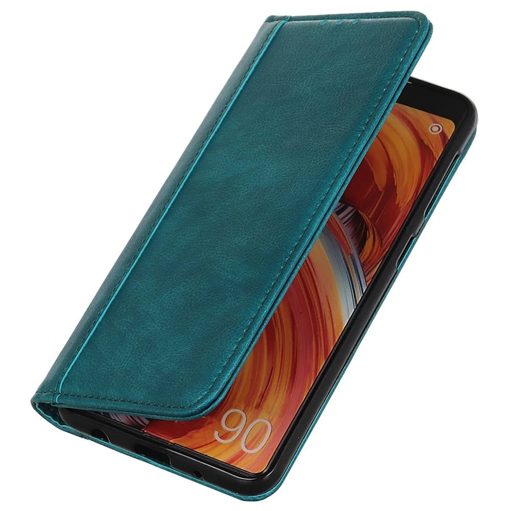 For OnePlus 12 5G Phone Cover Litchi Texture Magnetic Split Leather Wallet Case - Green - 5