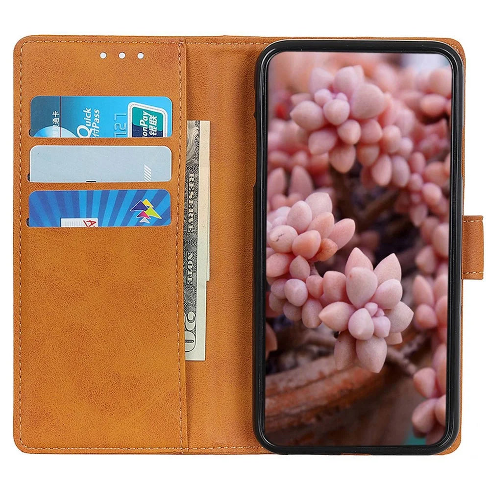 For OnePlus 12 5G Chic Leather Case Cowhide Texture Wallet Stand Cover - Brown - 2