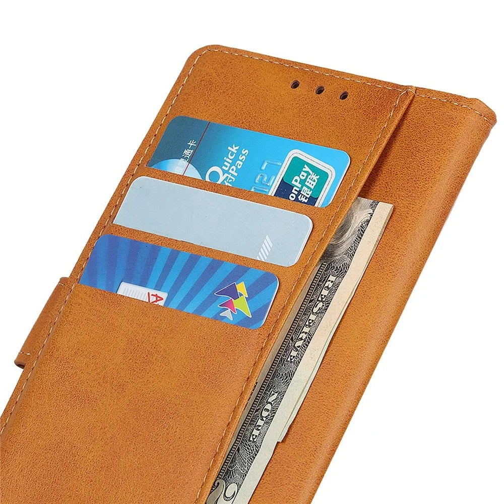 For OnePlus 12 5G Chic Leather Case Cowhide Texture Wallet Stand Cover - Brown - 4