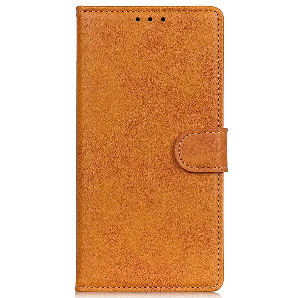 For OnePlus 12 5G Chic Leather Case Cowhide Texture Wallet Stand Cover - Brown - 6