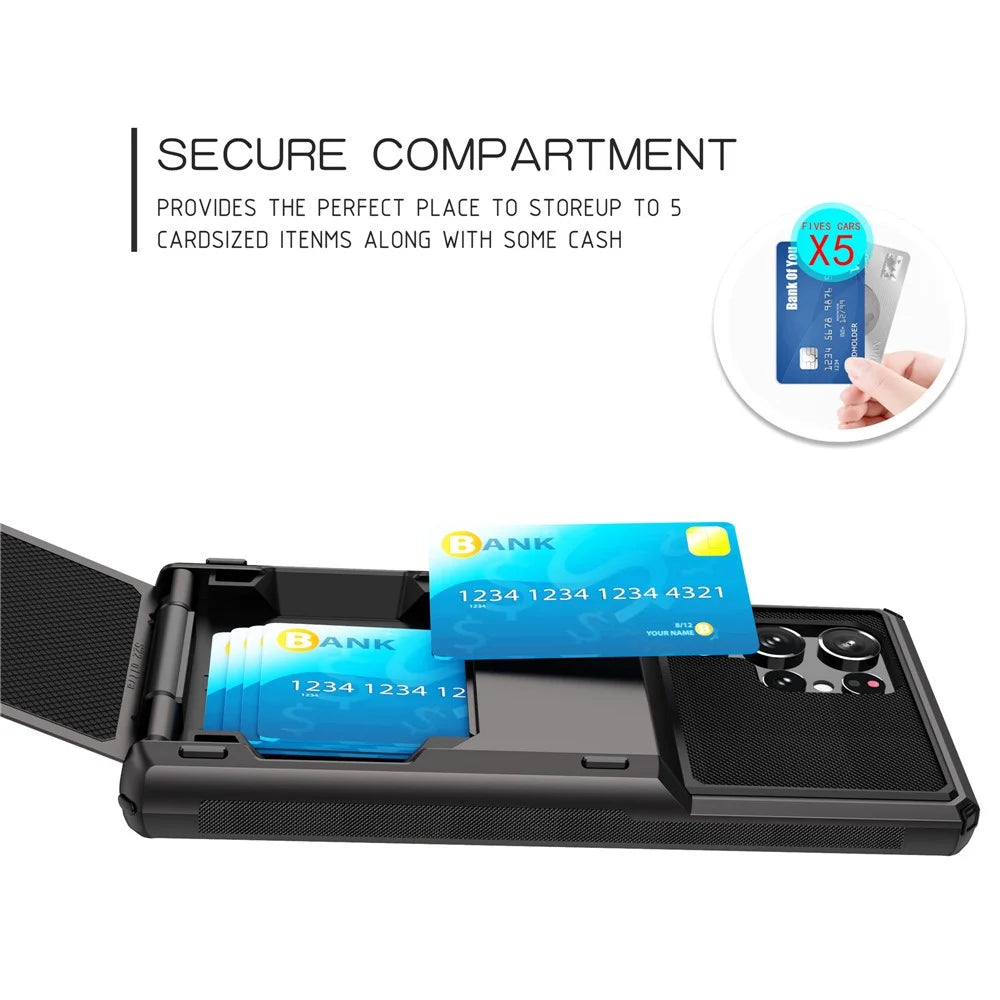 For Samsung Galaxy S24 Ultra Flip Card Holder Phone Case TPU+PC Cover - Grey - 4