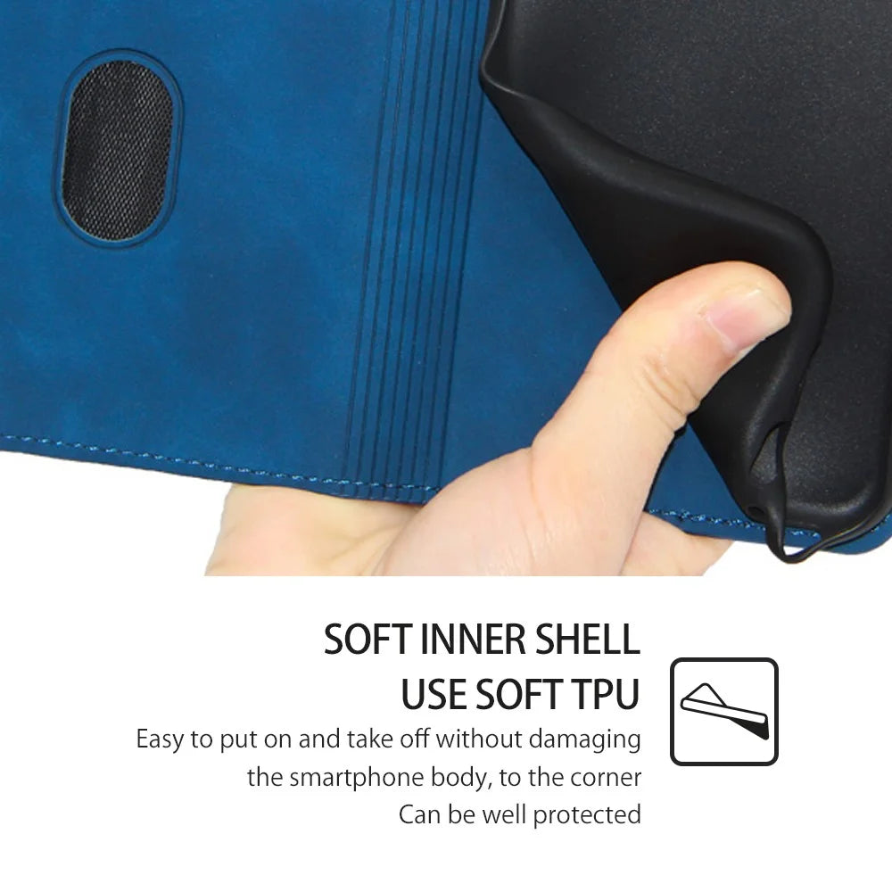 For vivo X100 5G Case with 2 Card Holder Slot Leather Magnetic Closure Cover - Blue - 6