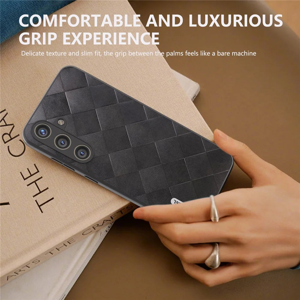 ABEEL For Samsung Galaxy S24+ Grid Texture Case PU Leather+TPU+PC Phone Cover - Black - 2