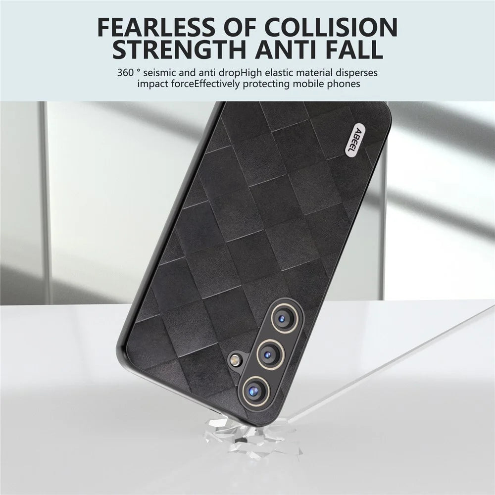 ABEEL For Samsung Galaxy S24+ Grid Texture Case PU Leather+TPU+PC Phone Cover - Black - 3
