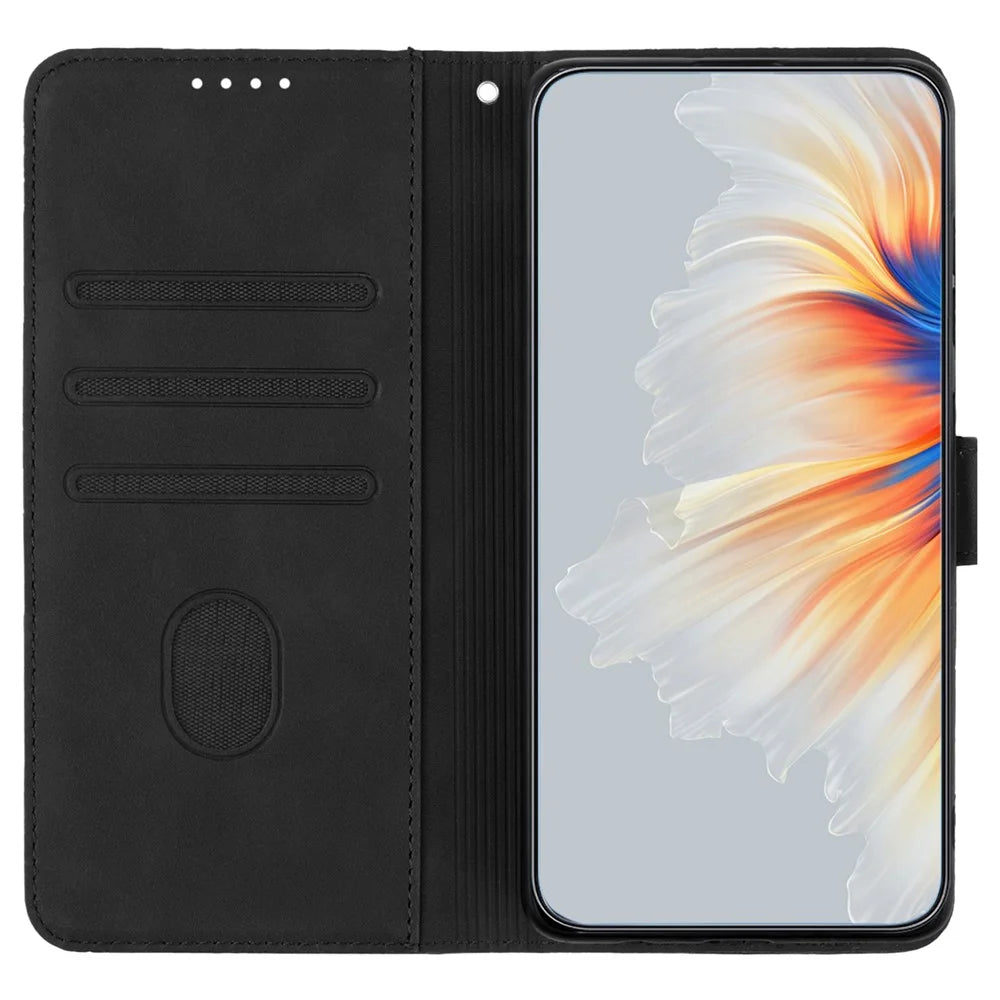 YX0030 For Samsung Galaxy A55 5G Smile Pattern Wallet Case PU Leather Protective Cover - Black - 2