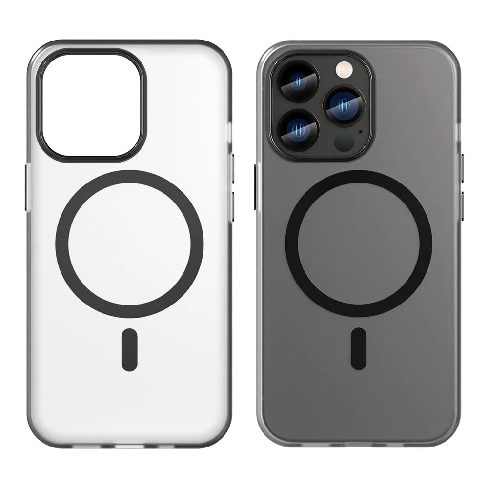 For iPhone 13 Pro Translucent Matte Back Cover Magnetic Phone Case - Black - 2