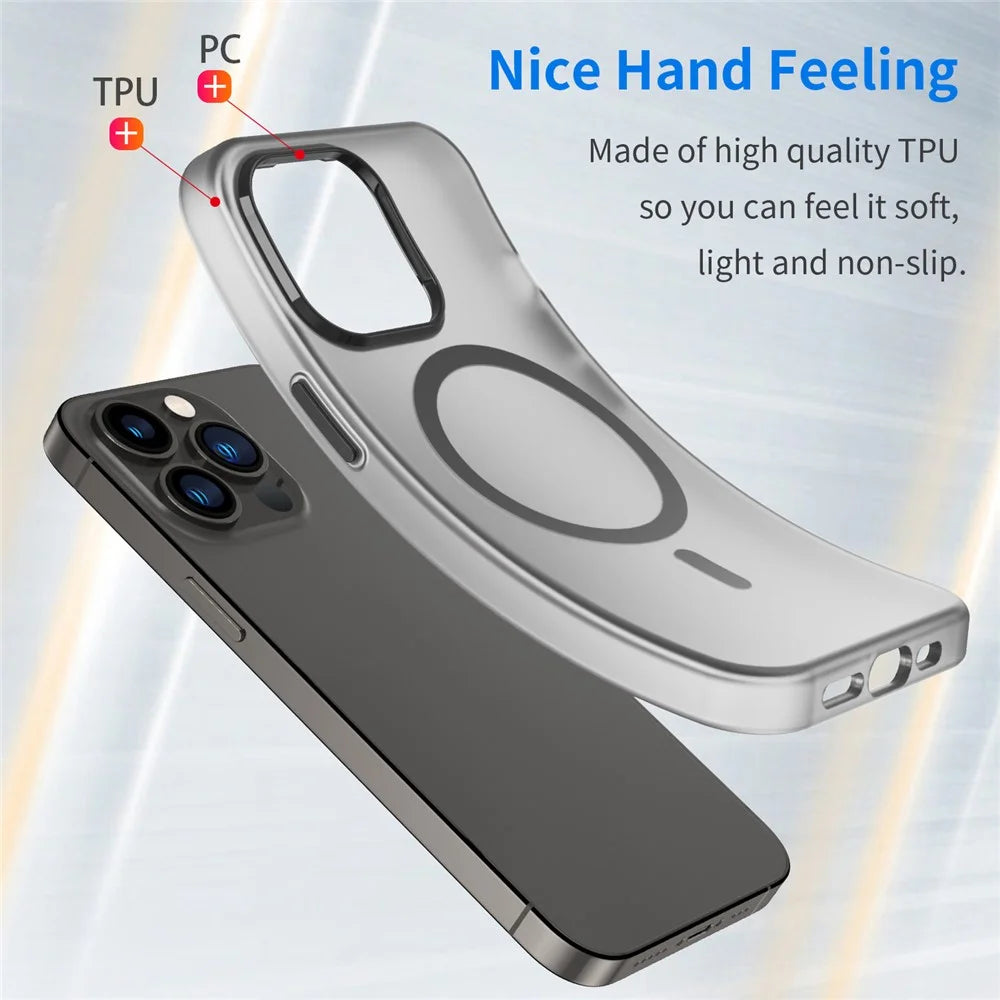 For iPhone 13 Pro Translucent Matte Back Cover Magnetic Phone Case - Black - 3