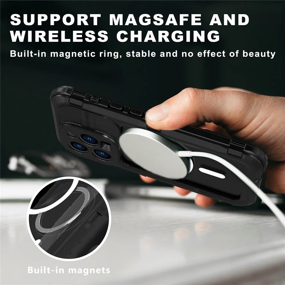 SHELLBOX M Series Metal IP68 Waterproof Case for iPhone 14 Pro Diving Phone Case Compatible with MagSafe - Black - 2