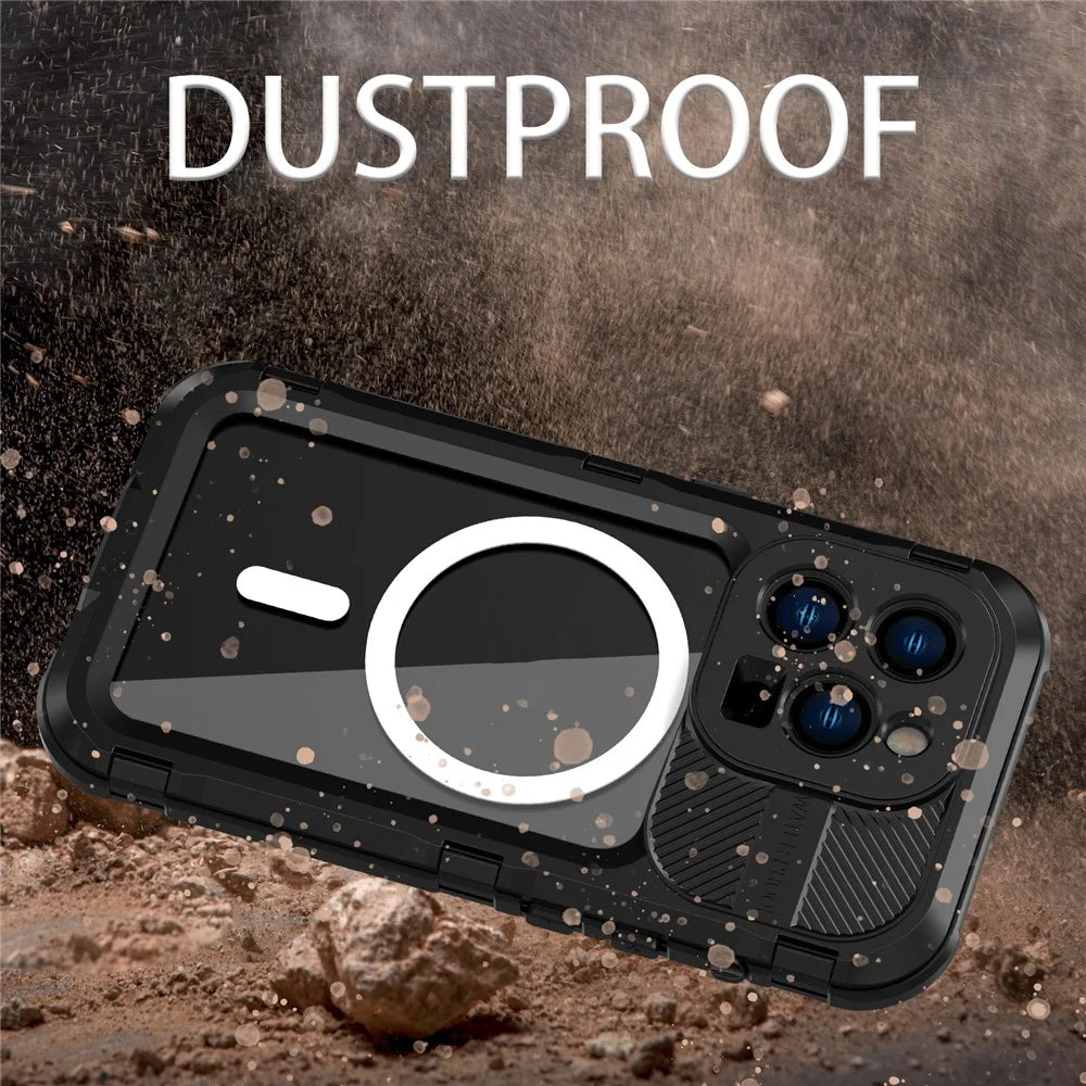 SHELLBOX M Series Metal IP68 Waterproof Case for iPhone 14 Pro Diving Phone Case Compatible with MagSafe - Black - 3