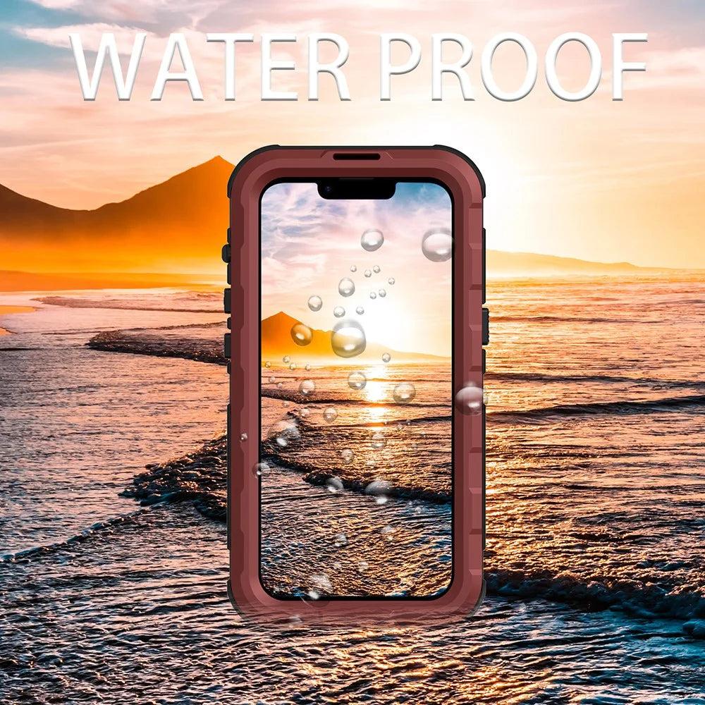 SHELLBOX M Series IP68 Diving Phone Case for iPhone 14 Plus Metal Waterproof Case Compatible with MagSafe - Red - 5