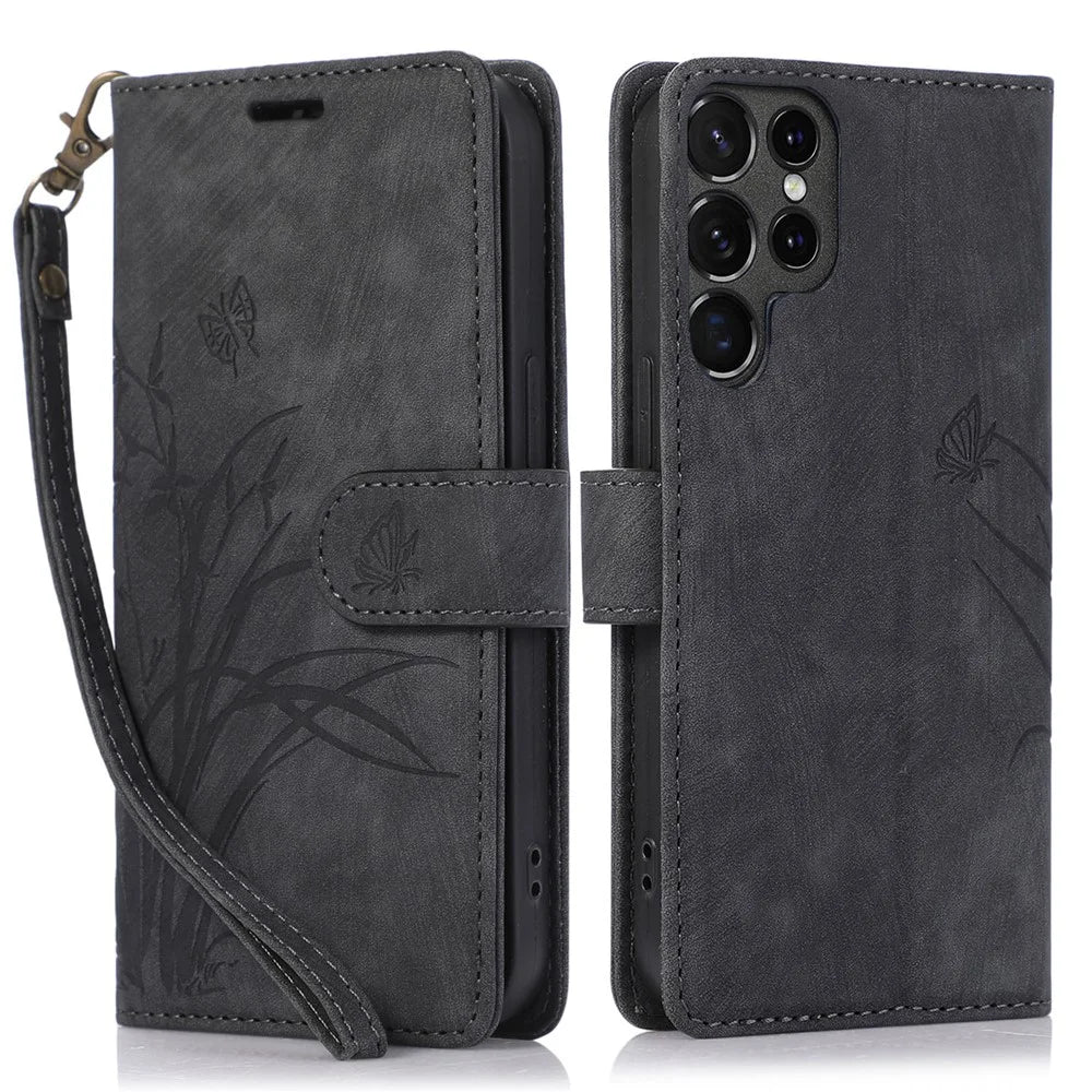 For Samsung Galaxy S24 Ultra Case Leather Phone Cover with Wallet Stand - Black - 1