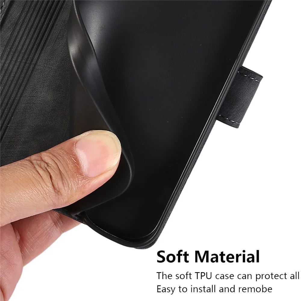 For Samsung Galaxy S24 Ultra Case Leather Phone Cover with Wallet Stand - Black - 5