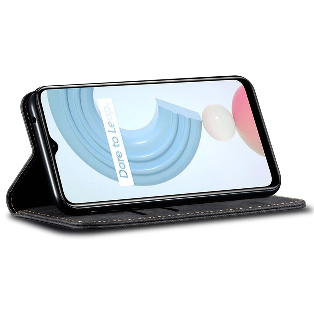 For Realme GT5 Pro 5G Case Wallet Anti-Scratch PU Leather Phone Cover with Stand - Black - 2