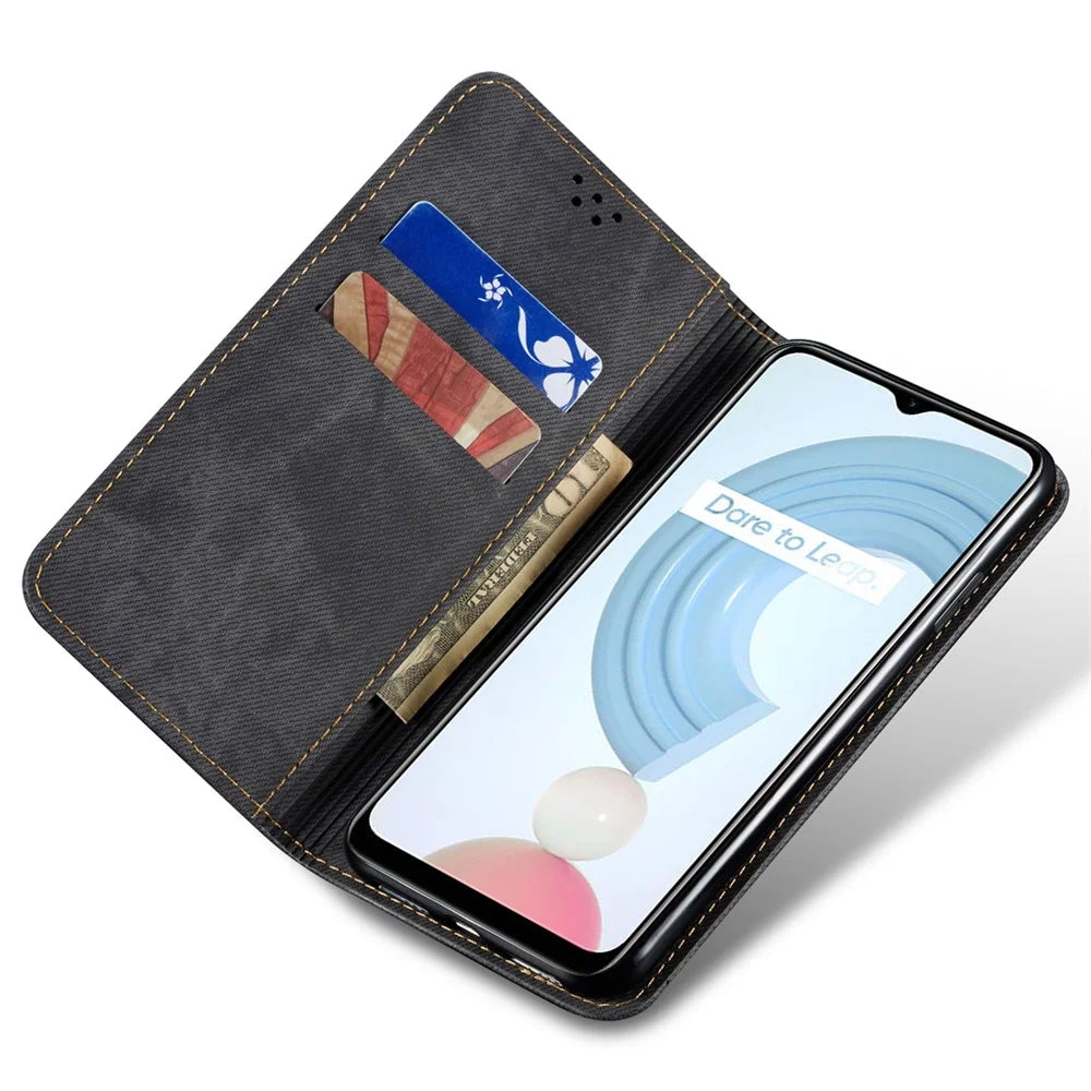 For Realme GT5 Pro 5G Case Wallet Anti-Scratch PU Leather Phone Cover with Stand - Black - 3