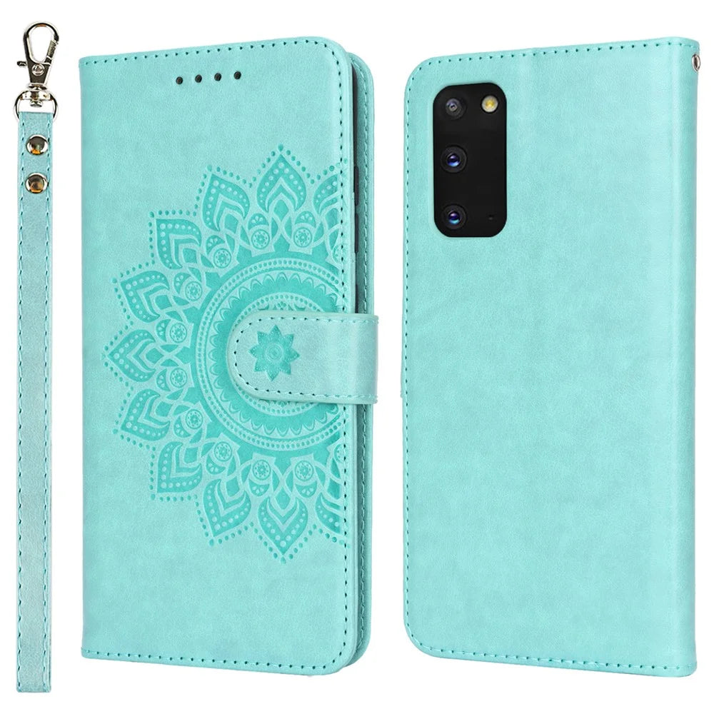For Samsung Galaxy S20 4G / 5G Cell Phone Case R61 Texture Imprinted Leather Wallet Anti-scratch Cover - Light Green - 1