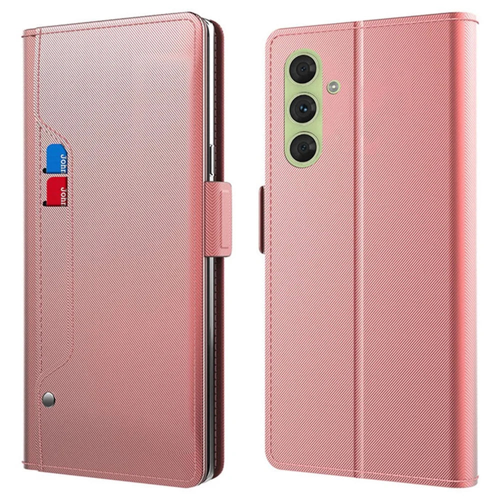 For Samsung Galaxy S24 Cases TPU+PU Leather Stand Cell Phone Cover - Rose Gold - 1