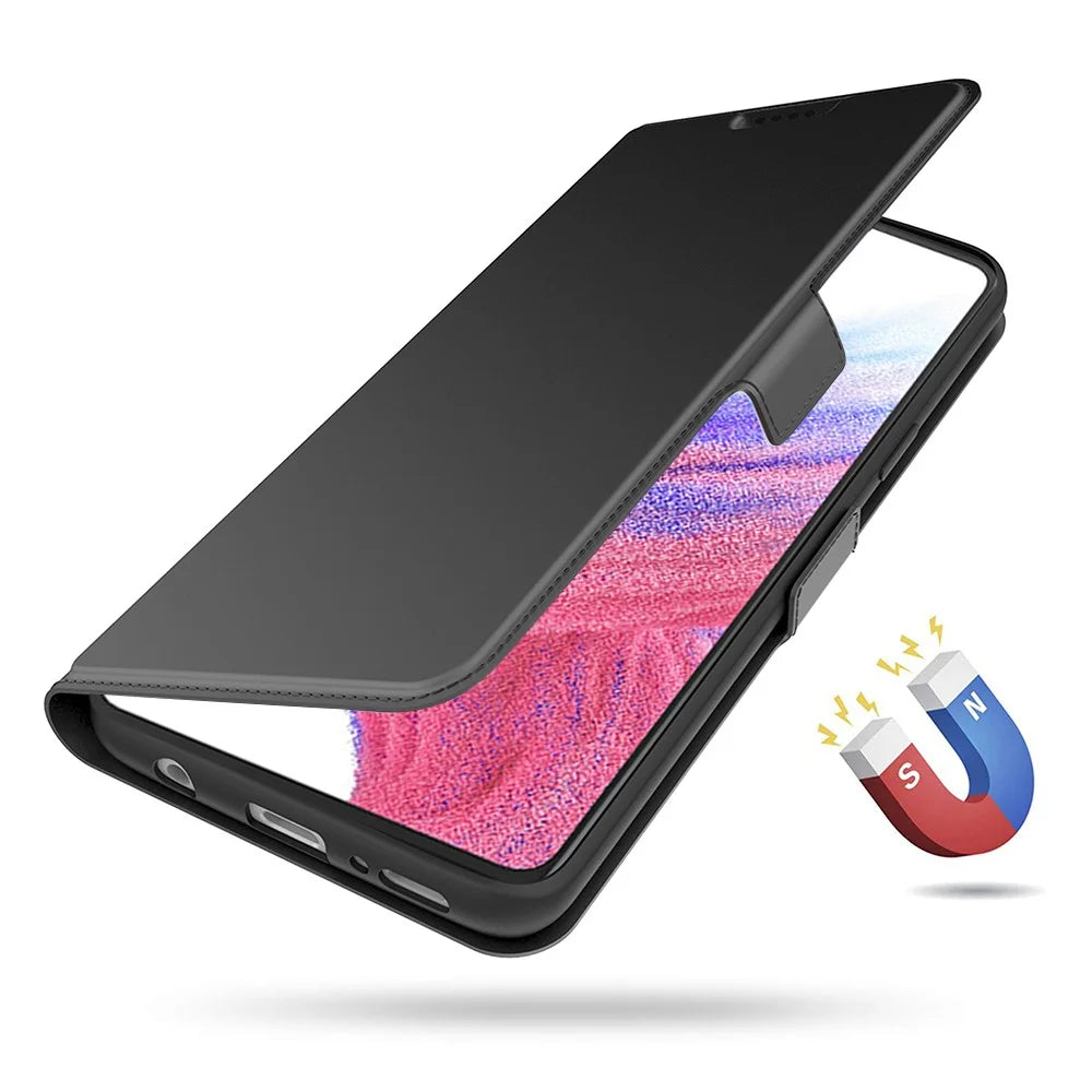 Phone Shell for Samsung Galaxy A25 5G (Global) (161.0 x 76.5 x 8.3mm) Case Card Slot PU Leather Stand Cover - Black - 4