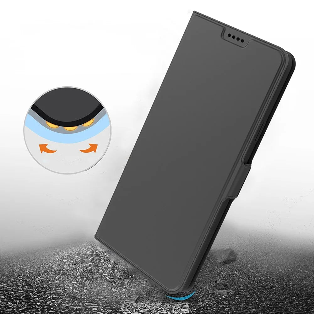 Phone Shell for Samsung Galaxy A25 5G (Global) (161.0 x 76.5 x 8.3mm) Case Card Slot PU Leather Stand Cover - Black - 6