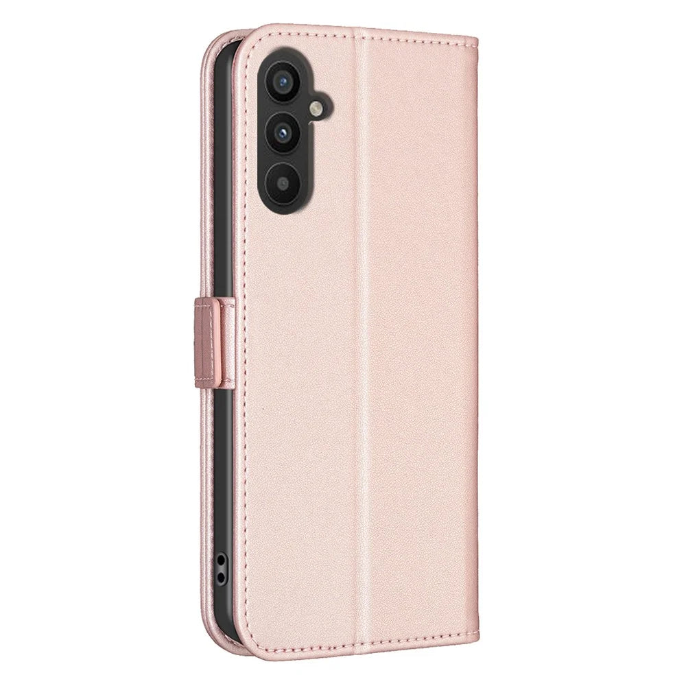 BINFEN COLOR BF31 For Samsung Galaxy A25 5G (Global) (161.0 x 76.5 x 8.3mm) Case with Wallet Stand PU Leather Flip Phone Cover - Pink - 7