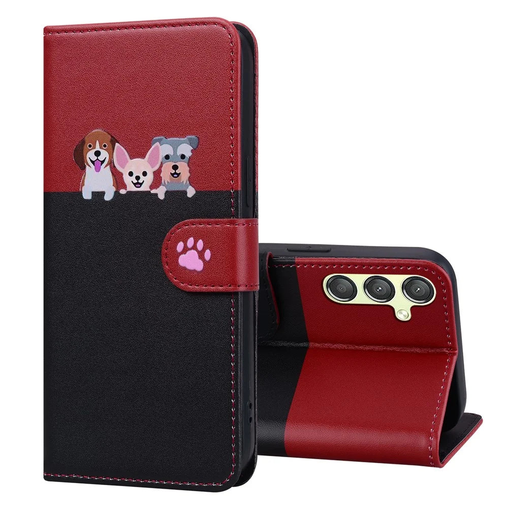 Cartoon Pet Series for Samsung Galaxy A24 4G (162.1 x 77.6 x 8.3mm) Case Anti-Drop Wallet Phone Cover - Black - 5