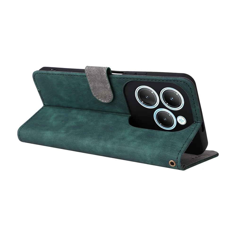 For Infinix Hot 40 X6836 / Hot 40 Pro X6837 Leather Case Phone Wallet Stand Cover - Green - 4