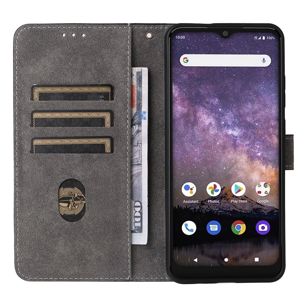 For Wiko Voix U616AT Phone Case RFID Blocking Leather Cover with Strap - Brown - 2