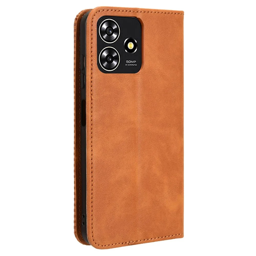 For ZTE Blade A73 / Blade V50 Vita / Blade V50 Design 4G / Axon 50 Lite Case PU Leather Phone Wallet - Brown - 7
