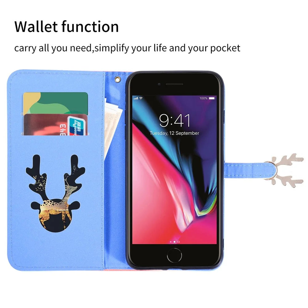 For iPhone 7 / 8 / SE (2020) / SE (2022) Case Gradient Crocodile Texture Wallet Phone Cover - Blue - 2