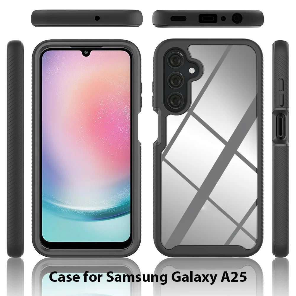 For Samsung Galaxy A25 5G (Global) (161.0 x 76.5 x 8.3mm) Case Anti-Drop PC+TPU Phone Back Cover - Black - 6
