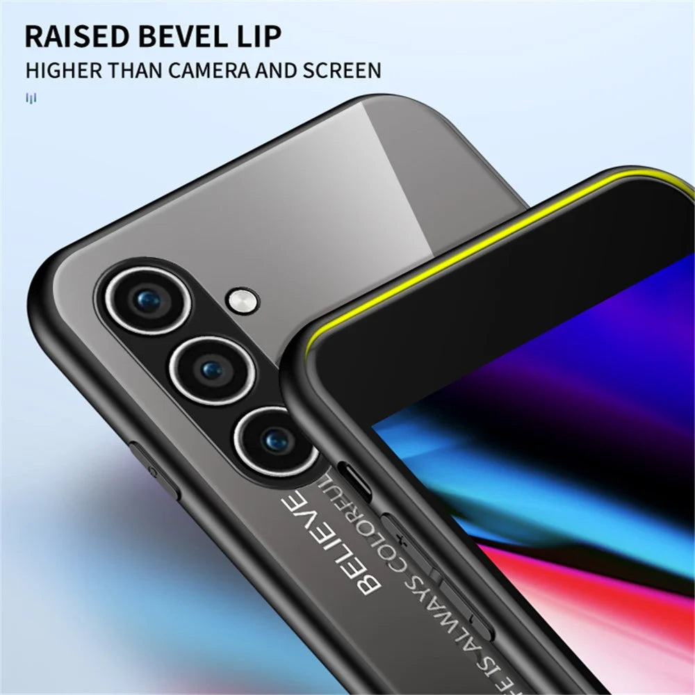 For Samsung Galaxy S24+ Case Tempered Glass+PC+TPU Phone Cover - Gradient Pink Blue - 7