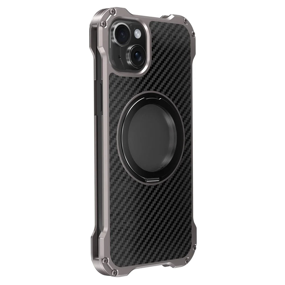 R-JUST RJ-51 For iPhone 15 Aluminum Alloy Phone Case Cover Rotatable Ring Kickstand - 2