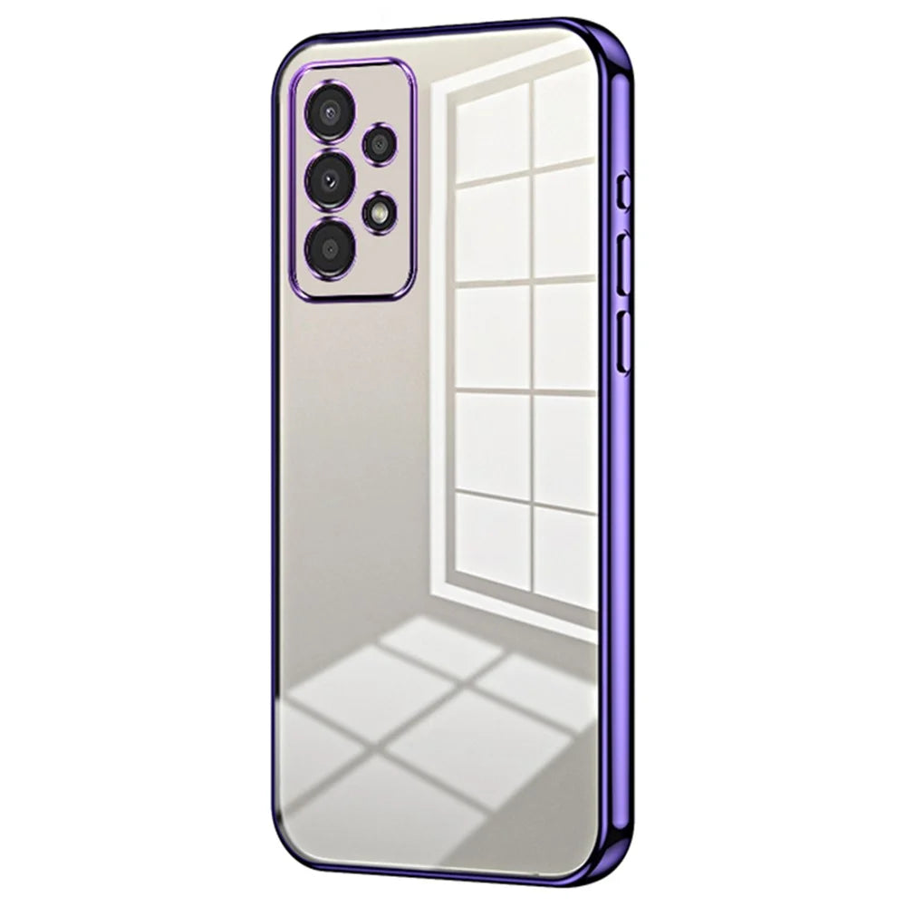 For Samsung Galaxy A13 4G TPU Case with Precision Holes Electroplated Edge - Purple - 1