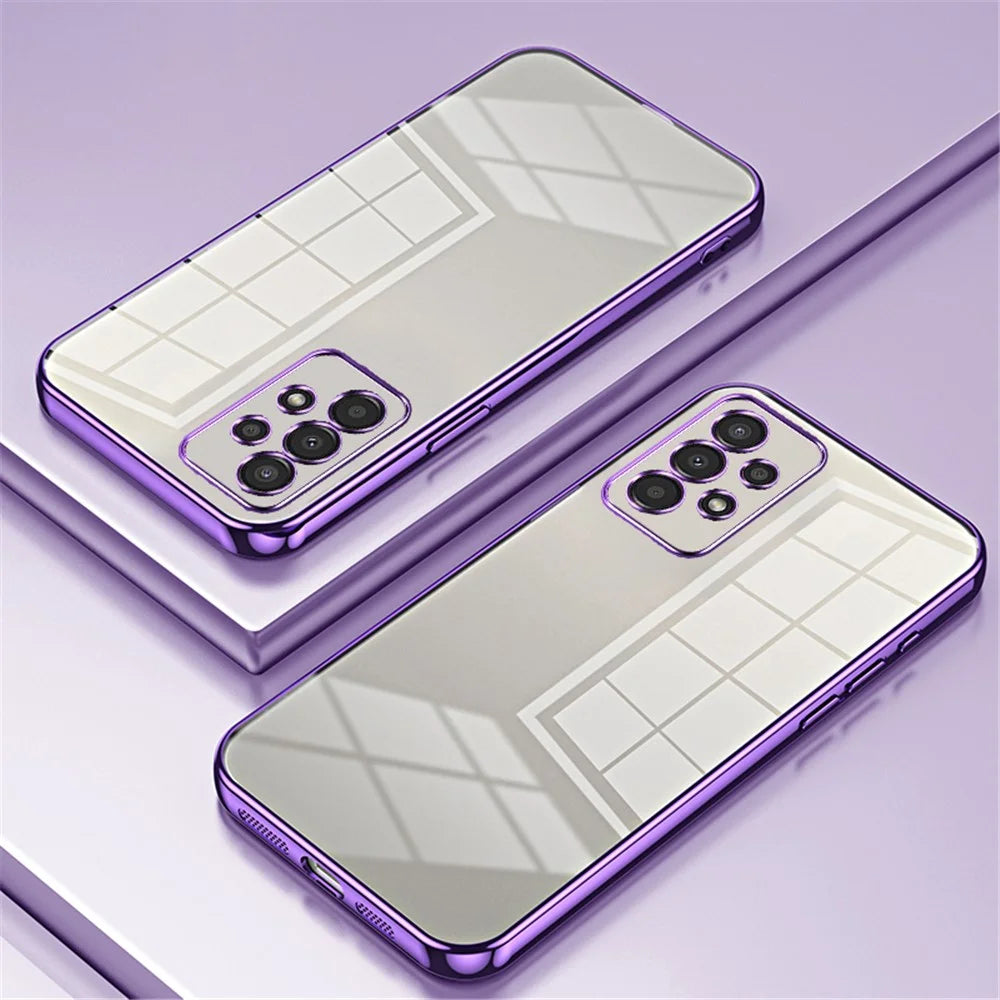 For Samsung Galaxy A13 4G TPU Case with Precision Holes Electroplated Edge - Purple - 2