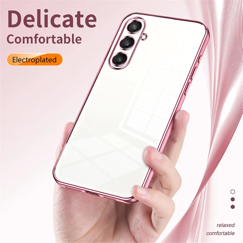 For Samsung Galaxy S23 FE TPU Phone Cover Electroplated Precision Case - Pink - 6