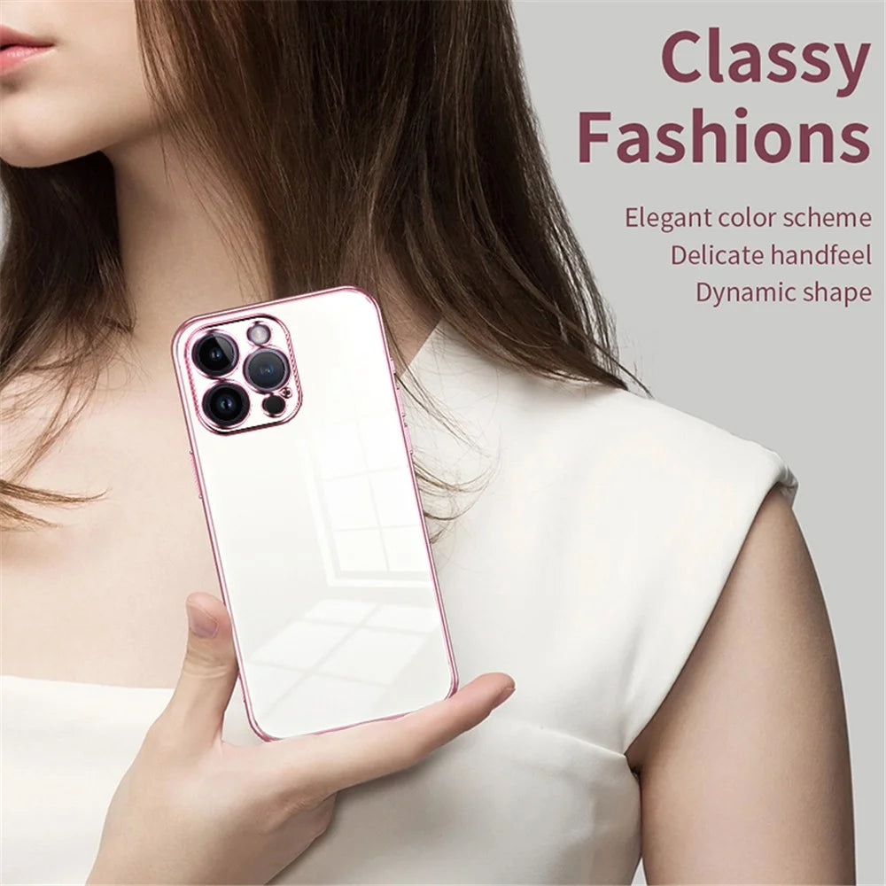 For iPhone 14 Pro Max TPU Case Electroplated Frame with Lens Protection - Gold - 4