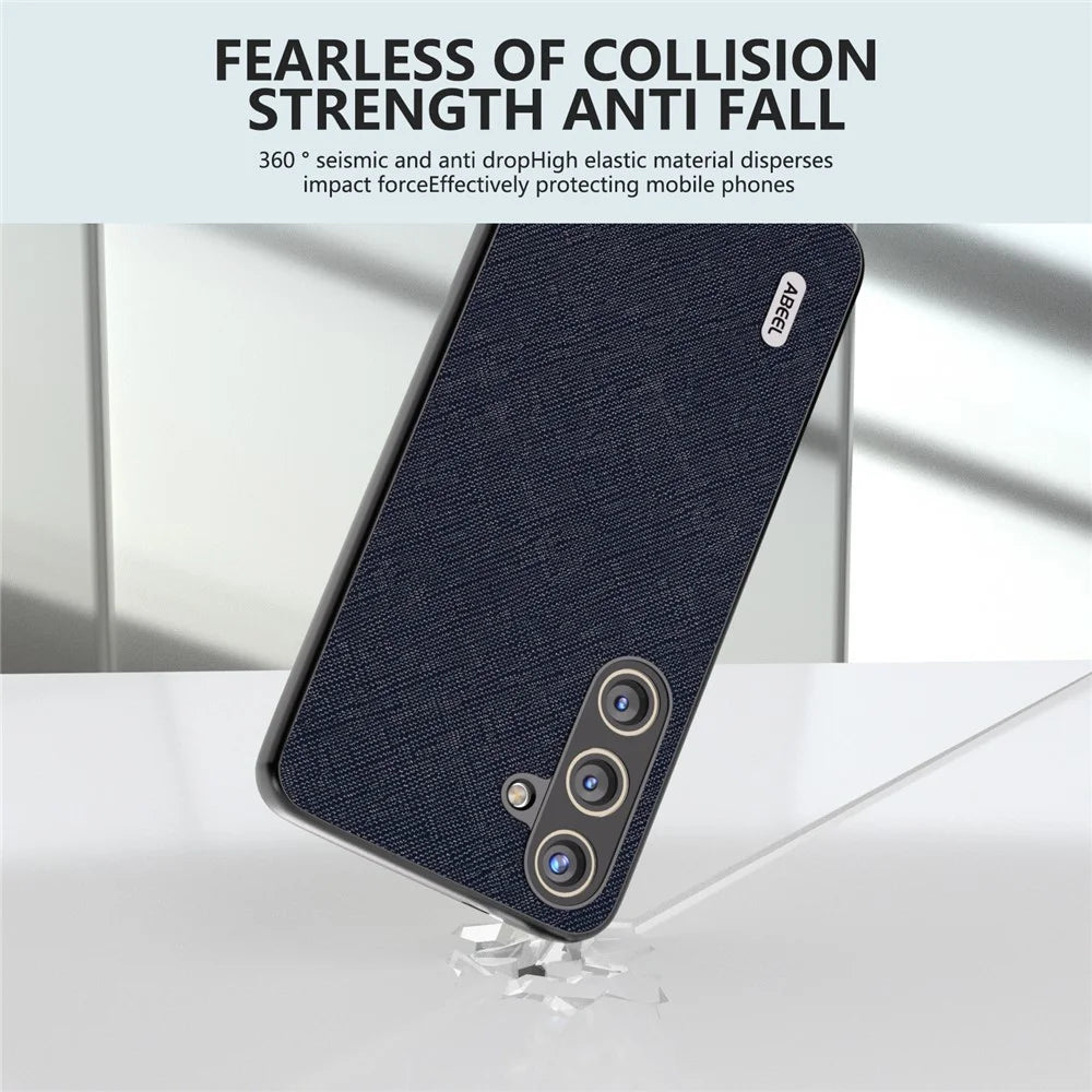 ABEEL For Samsung Galaxy S24+ Cross Texture Case Impact-Resistant Mobile Phone Cover - Blue - 3