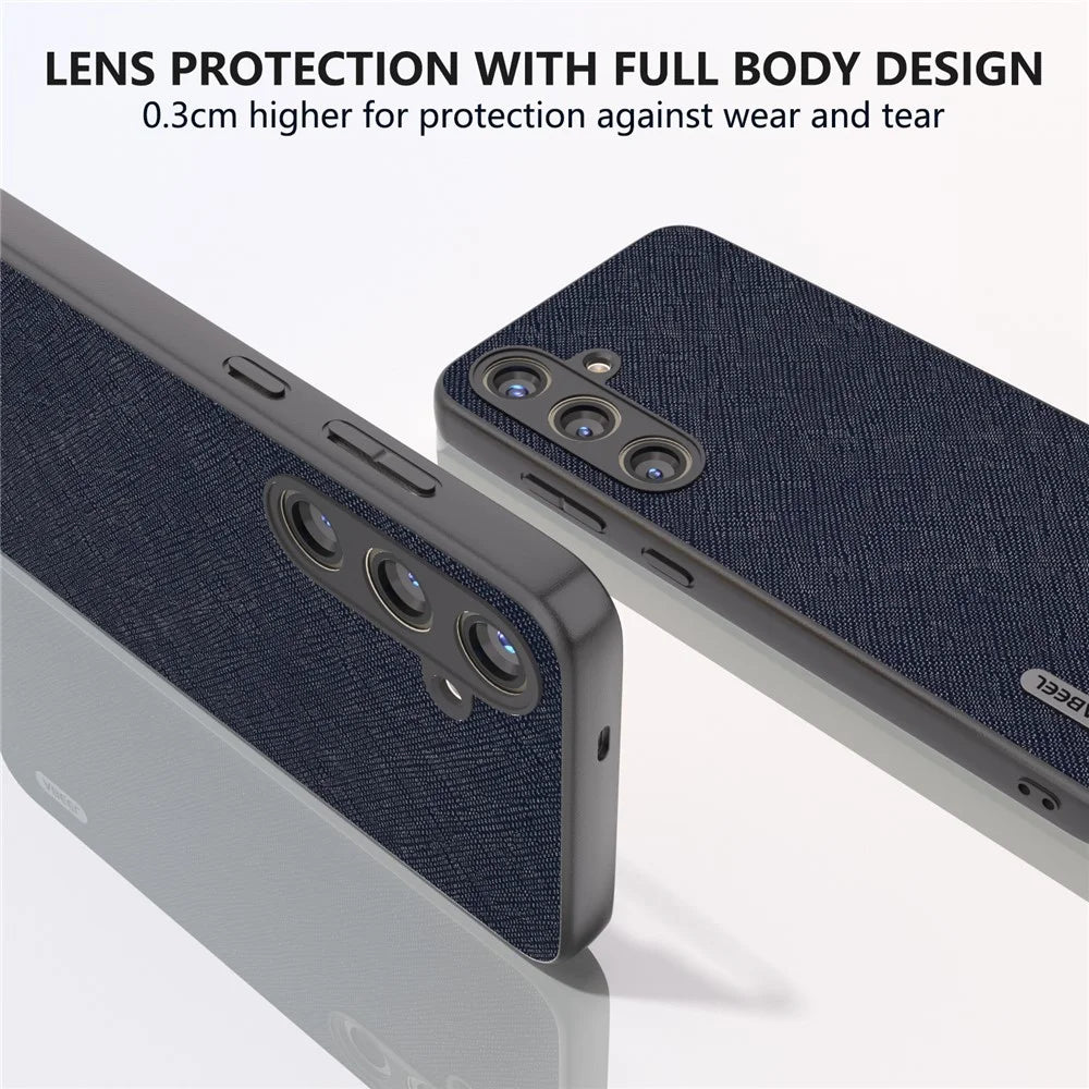ABEEL For Samsung Galaxy S24+ Cross Texture Case Impact-Resistant Mobile Phone Cover - Blue - 5