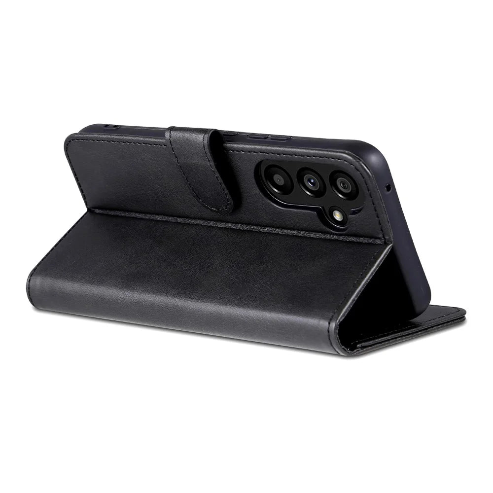 AZNS For Samsung Galaxy A55 5G Leather Case Wallet Phone Cover Magnetic Clasp - Black - 4