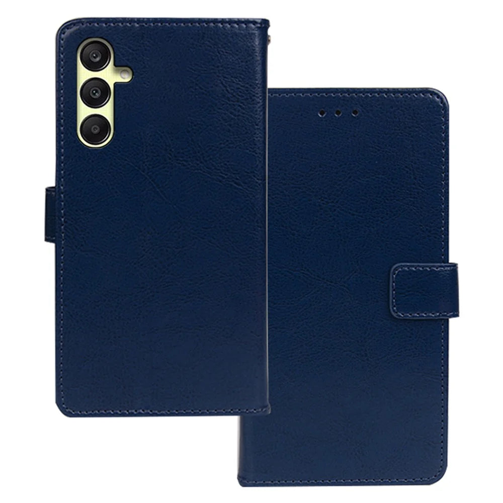 IDEWEI Crazy Horse Texture Case for Samsung Galaxy A25 5G (Global) (161.0 x 76.5 x 8.3mm) Leather Cover Wallet - Blue - 1