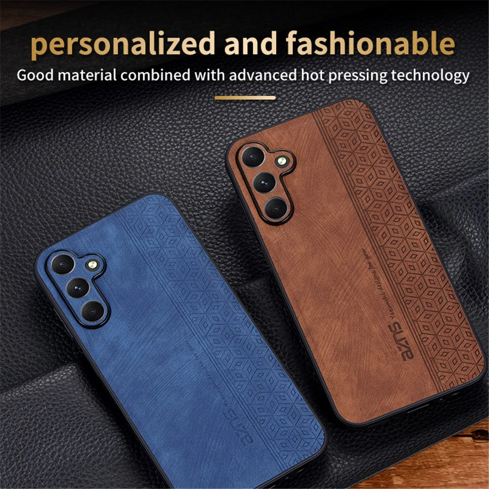AZNS For Samsung Galaxy A55 5G Cell Phone Case PU Leather+TPU Imprinted Protective Shell - Brown - 6