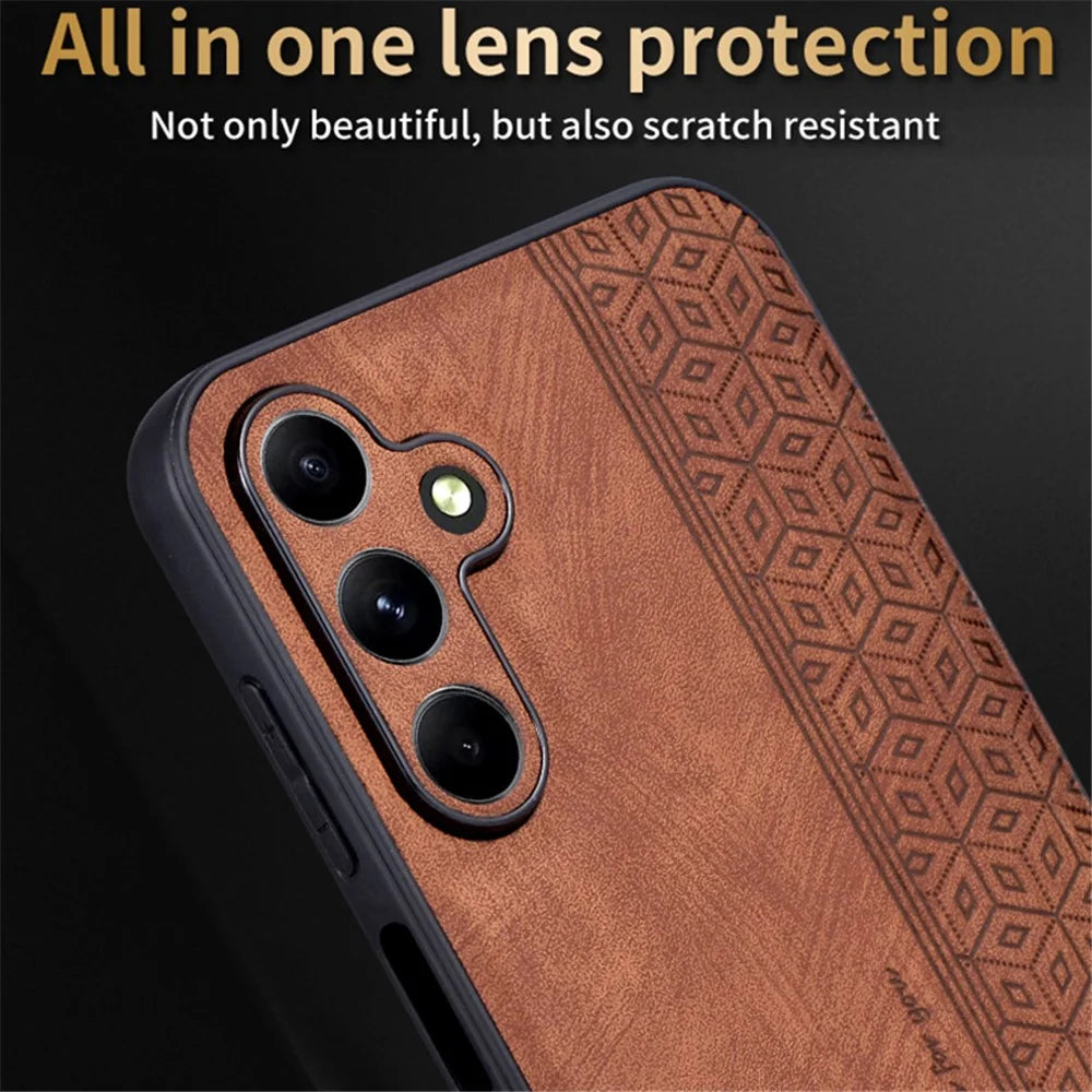 AZNS For Samsung Galaxy A35 5G Cell Phone Case Imprinted PU Leather+TPU Cover - Brown - 2