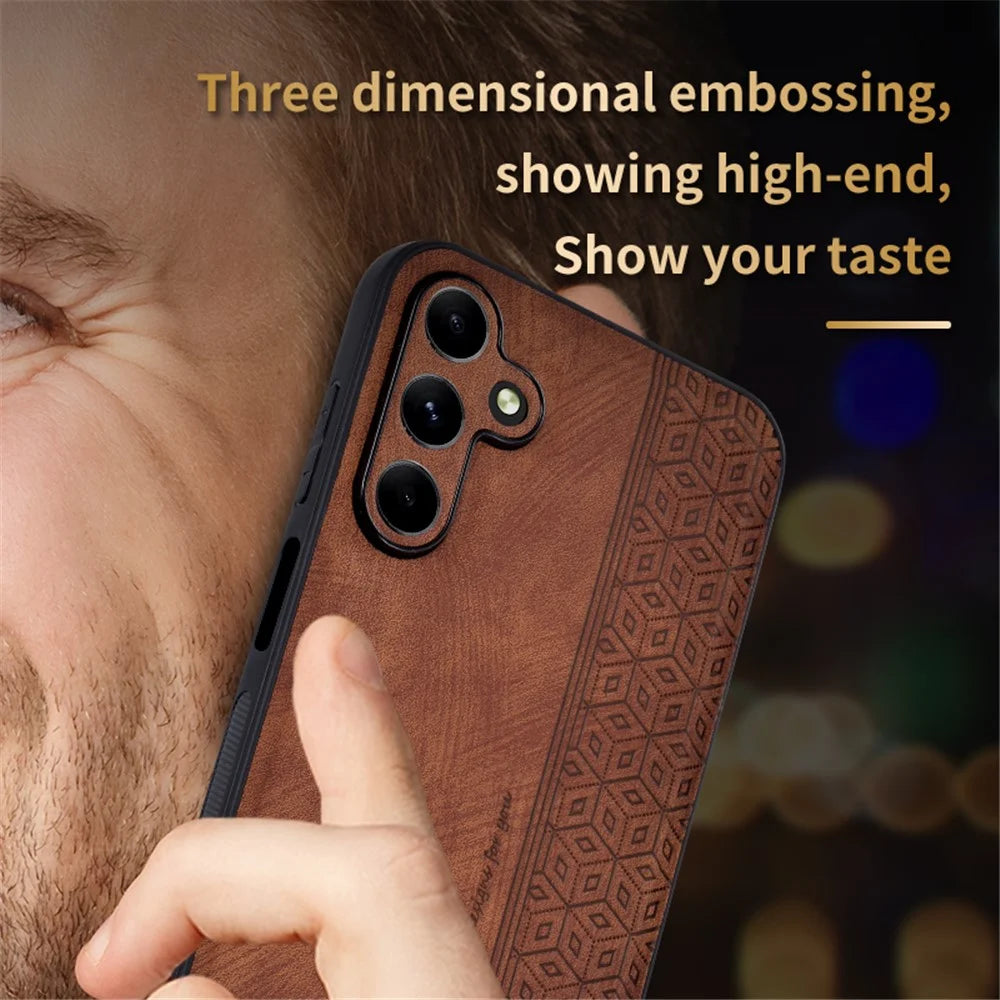 AZNS For Samsung Galaxy A35 5G Cell Phone Case Imprinted PU Leather+TPU Cover - Brown - 6