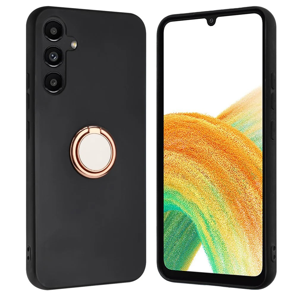 For Samsung Galaxy A55 5G Ring Kickstand Case Matte TPU Phone Cover - Rose Gold - 1